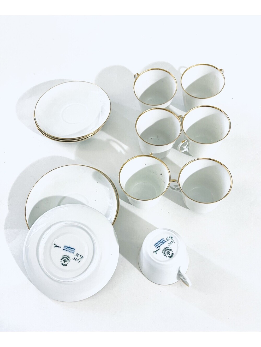 Vintage Royal Copenhagen 1275 Demitasse Espresso Cups Saucers Gold Trim 14pc